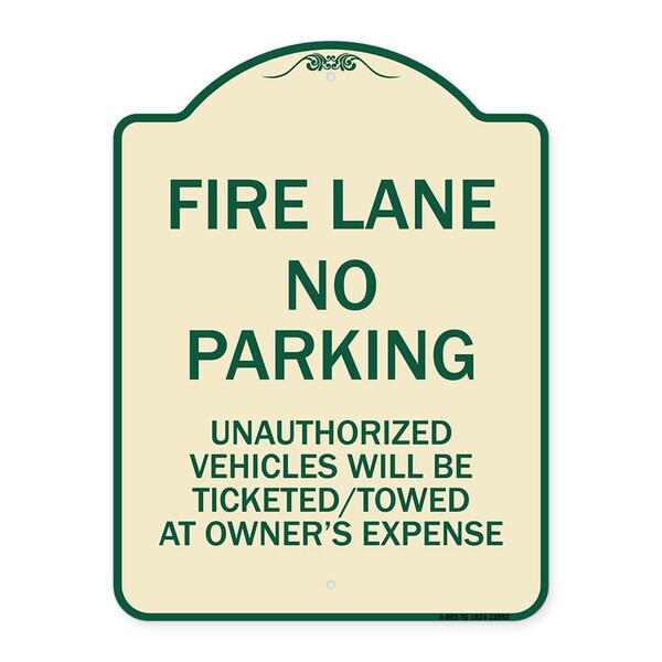 Fire Lane No Parking Unauthorized Vehicles Will Be Ticketed Towed at Owners Expense, TG-1824-23993